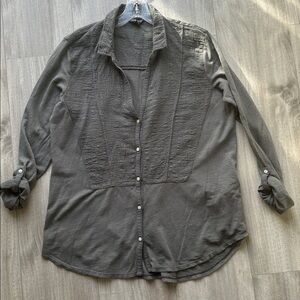 Lucky Brand Olive Button-Up Blouse
